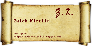 Zwick Klotild névjegykártya